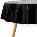sancua Clear Plastic 100% Waterproof Round Tablecloth - 60 Inch - Vinyl PVC Table Cloth Protector Oil Spill Proof Wipe Clean Table Cover for Dining Tables, Parties & Camping, Crystal Clear