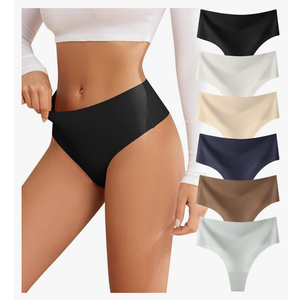 Thongs for Womens High Waisted Seamless for Women Underwear Sexy Breathable Panties 6 Pack XXL
