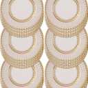 Talking Tables 24 x Large Gold Disposable Paper Plates-Strong and Sturdy Elegant Pretty Design Recyclable Dishes for Christmas, Birthday Party, Weddings, Anniversary 10.6