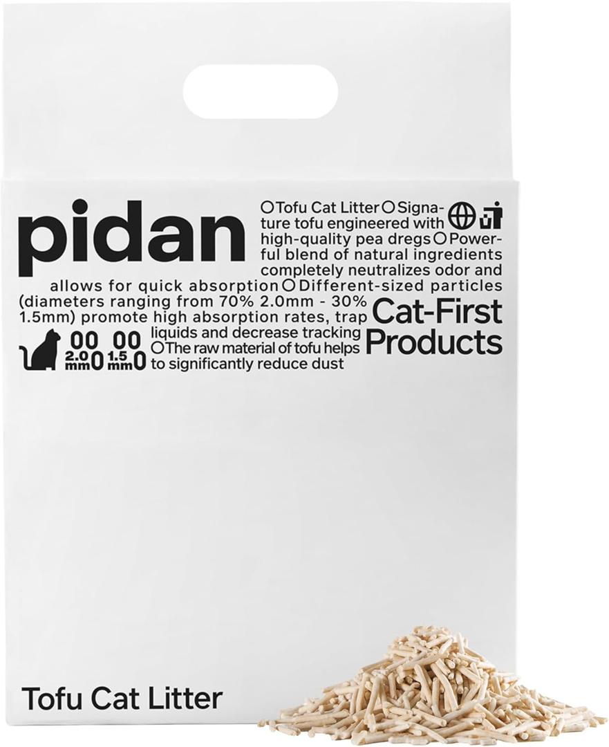 pidan Tofu Cat Litter Clumping,Flushable,Ultra Absorbent and Fast Drying, 100% Natural Ingredients Litter,Solubility in Water,Really Dust-Free,Less Scattering (5.3lb1bag)
