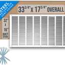 Fits 32x16 Duct Opening | Steel Return Air Grille by Handua | Vent Cover Grill for Sidewall and Ceiling | White | HVAC Cold Air Intake Grille | Outer Dimensions: 33.75"W X 17.75"