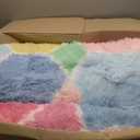Checkered 8x10 Area Rugs for Living Room, Fluffy Pink Rainbow Girls Rug