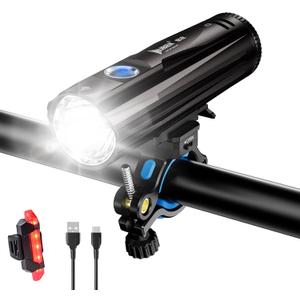 WUBEN B2 Bike Lights Rechargeable, 1300 High Lumen LED Bike Lights USB-C Rechargeable, Front and Back Flash Light 6 Modes, IP68 Waterproof Bike Headlight Taillight