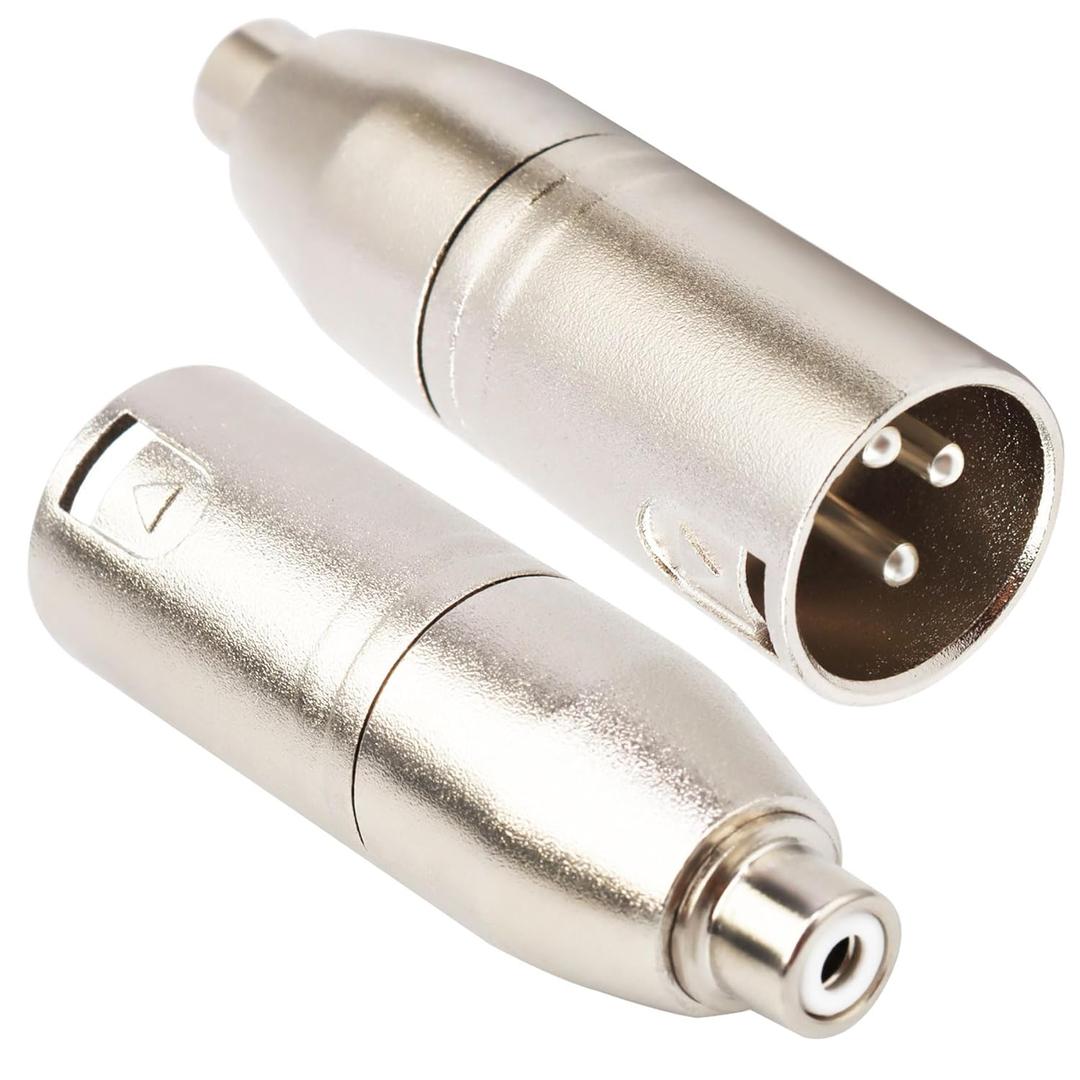 Female RCA to XLR Male Plug Cable Adapter, XLR to RCA Converter Audio Connector for Microphone - 2 Pack