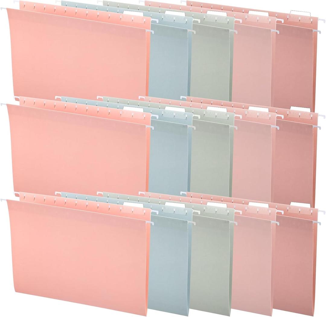 15Pcs Hanging File Folders, Letter Size Hanging File Folders with 1/5-cut Tabs, Stay Organized for Office Bulk Files, Documents, Paper, Assorted 5 Colors