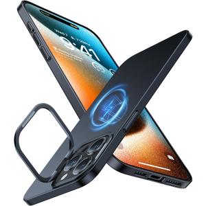 TORRAS Slim Fit Magnetic Stand for iPhone 15 Pro Case [Fit for MagSafe][Camera Kickstand][Ultra Slim& Ultra Thin] Anti-Scratch Matte Cover for iPhone 15 Pro Phone Case 6.1'',Black Titanium