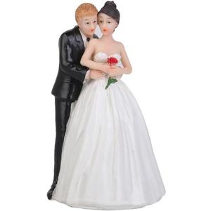 ibasenice Romantic Bride and Groom Wedding Cake Topper Figurine 5.51 Inch Resin Couple Hug Decoration for Wedding Party Celebrations