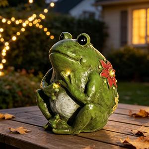 SIMON'S SHOP Solar Frog Garden Statue, 8'' Outdoor Weatherproof Figurine