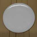 Famiware Eden Plates and Bowls Sets, Stoneware Dinnerware Sets with Gold Trim, 24 Pieces Dishes Set for 8 - Chip and Scratch Resistant, Microwave and Dishwasher Safe, White Stripe