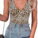 SAUNGKUAI Women’s Bodysuit Sexy Plunge Deep V Neck Backless Sleeveless Tank Thong Body Suits Outfits for Going Out, Size: XS