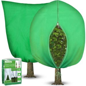 LCHUANG 2Pack Winter Plant Covers Freeze Protection - 71" x 63" Large Thickened Frost Blankets for Plants Fruit Tree Shrubs Cloth Protector Drawstring Bags Jacket for Outdoor Plants (3.2 oz/yd)
