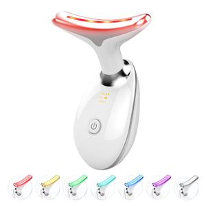 Red-Light-Therapy-for-Face and Neck, Red Light Therapy Wand, 7 Color Led Face Neck Massager for Skin Care, White (Glossy White)