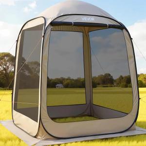 VEVOR Screen House Tent 6x6FT Pop-Up Screen Tent for 4-6 Person, Portable Screen Room Gazebo with Netting, Carry Bag & Ground Stakes, Instant Screen Canopy for Patio Backyard Garden Camping