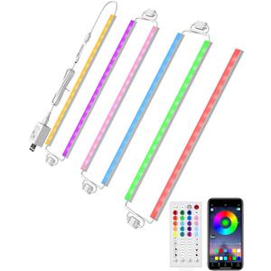 ASOKO 300 Lumens RGB Under Cabinet Led Light Plug in, 6 Pack 12 inch Linkable Under Counter Lights, Music Sync RGB LED Strip Lights with APP & Remote Control, Ambient Lights for Room Decor