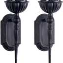 Gothic Wall Sconce Candle Holder (Set of 2) Black Crown and Scepter Design Wall-Mount Metal Candle Holders Hanging Iron Wall Candle Sconce Holder for Living Room, Bathroom, Dining Room