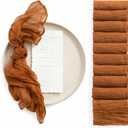 Ling's Moment Luxury Cloth Wedding Napkins - 19x19 Inch Reusable Cheesecloth Linen Napkins for Wedding Reception, Bridal Shower, Dinner Table - Washable, Durable (Set of 10), [Terracotta]