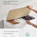SONGMICS Laundry Hamper, 39.6 Gallons (150L), 3-Section Laundry Basket, Laundry Hamper with Lid, Bamboo, Foldable, Removable and Machine Washable Liner, for Laundry Room, Bedroom, White ULCB091W01