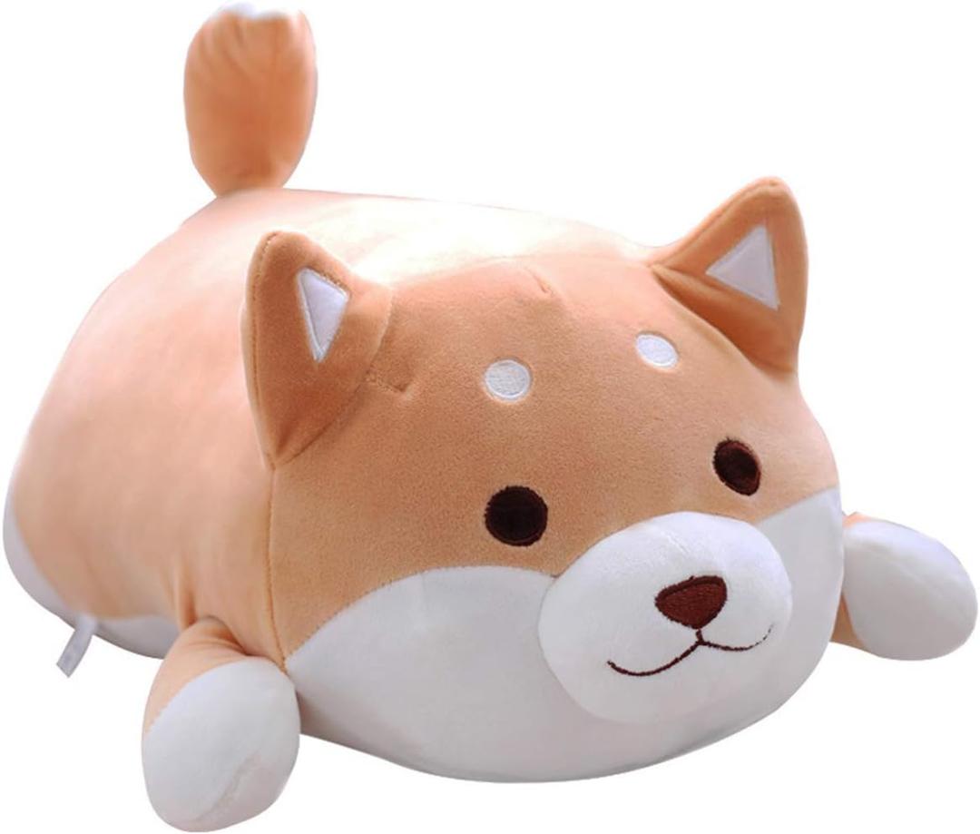 Shiba Inu Dog Plush Pillow, Soft Cute Corgi Stuffed Animals Doll Toys Gifts for Valentine, Christmas, Birthday, Bed, Sofa Chair (Brown Round Eye, 21.3in)