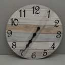 CHYLIN Wall Clock - 18 Inch Silent Non Ticking Wall Clocks Battery Operated, Wooden Rustic Farmhouse Larger Clock Decorative for Living Room, Kitchen (Blue)