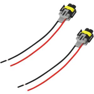 H8/ H9/ H11 Fog Light Harness Connector, Waterproof Pigtail Adapter Plug Car Fog Light Wiring Harness Kit Replacement for Headlight High Low Beam Bulb (2PCS)