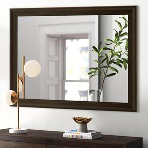 CULER Rustic Wood Wall Mirror for Bathroom,Rectangle Large 30 x 40 inch Hanging Vanity Black Mirrors with Wooden Frame for Living Room,Bedroom,Entryway(Dark Walnut)