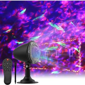 Christmas Laser Projector Lights - Waterproof Holiday Projector Outdoor with 10 Color, Aurora & Ocean Wave Pattern, Outside Landscapes Spotlights for House,Garden,Yard Halloween Christmas Decoration