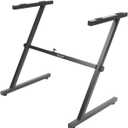Stage Rocker Z-Style Keyboard Stand, Adjustable Width for 61/88 Key Keyboards, Sturdy & Durable Digital Piano Stand, Easy Storage, Sleek Black.