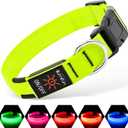 Illumifun LED Dog Collar, Light Up Dog Collar Rechargeable Glow in Dark Pet Collar Safety Dog Lights for Night Walking Camping (Green, Large)