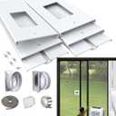 Gulrear 95" Sliding Door AC Vent Kit for Dual Hose Portable Air Conditioner with Security Lock & 2 weather strippings Energy Saving Airtight Universal 5.0/5.9"Hose Coupler Portable AC sliding door Kit