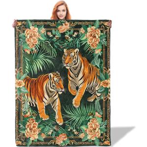 Majestic Tiger Jungle Blanket, Lightweight Soft Fleece Blankets Gifts for Women Girls Boys Adults, Throw for Living Room, Couch, Home, Sofa Decor, 50"x60"