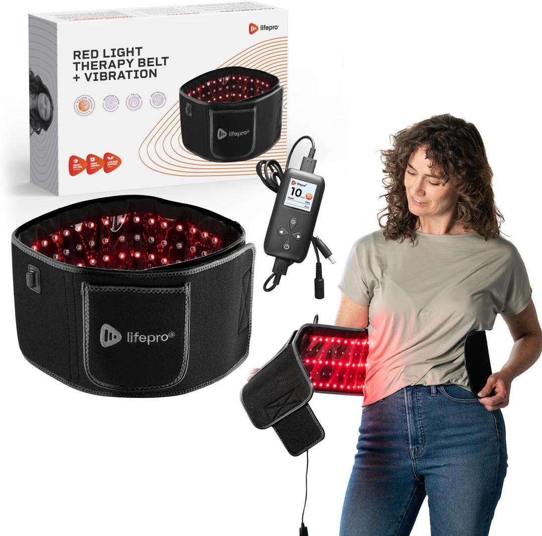 Lifepro Red Light Therapy Belt  Infrared Red Light Therapy for Body, Back Pain and Shoulder - 660nm & 850nm Near Infrared Heating Pad  Adjustable & Portable for Wellness & Relaxation (Black With Vibration)