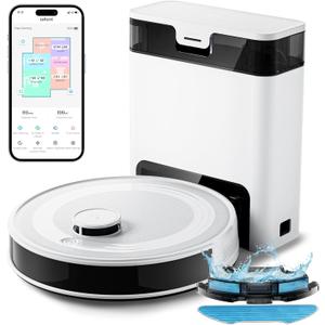 Lefant Robot Vacuum and Mop Combo, 8 Weeks Self-Emptying with Dual Dustbin Options, 6000Pa LiDAR Robotic Vacuum Cleaner with Precision Mapping, 240mins, Carpet Detection, WiFi/App/Alexa, M2S Pro (White)