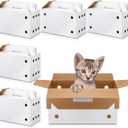 6 Pack Cardboard Pet Carrier 17.5 x 8.66 x 12.2 Inches Small Animal White Puppy Cat Pet Transport Carrier Cardboard Box for Chicken Hamsters Gerbils Birds Travel Box
