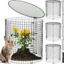 Hiboom 4 Set Garden Plant Protectors from Animals with Stakes, Metal Mesh and Detachable Covers Wire Plant Cage for Keeping Bunny Animals Out, Chicken Wire Cover Garden Protection (12x13)