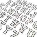 AXEN 26pcs Iron on Letter Patches, Fully Embroidered Varsity Alphabet A-Z Patches for Clothing Hoodies Jacket Backpacks Hat, White 3.1"