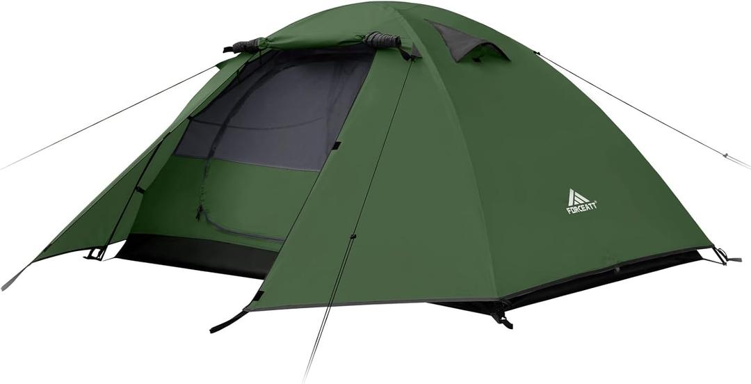 Forceatt Camping Tent, Professional Waterproof & Windproof Lightweight Backpacking Tent Suitable for Outdoor,Hiking,Camping, Mountaineering and Travel (2 people-Dark green)