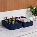 MiniArk Large Shallow Organizing Baskets 15x11x5.1 Inches - Rope Woven Storage Bins for Bathroom, Shelves, Cube Closet, Navy Blue 4 Packs
