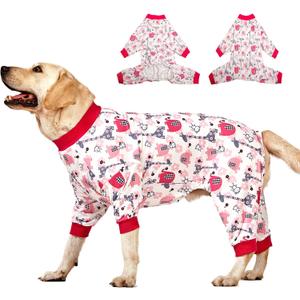 LovinPet Big Dog Pajamas, Pet Anxiety Relief, Anti Licking, Post Surgery Recovery Clothe, Lightweight Stretch Fabric, Jungle Dreams Fuchsia Print, Large Dog Jammies,Big Breed Pet PJ's, Large