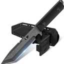 Dragon Creek Tactical Knife Kydex - Outdoor Survival Knife with Sheath D2 Steel Blade G10 Full Tang Handle for Camping Hiking Christmas Thanksgiving Gift Men Black