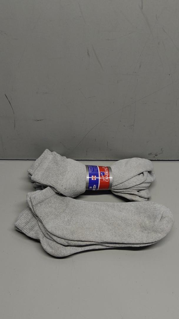 9 pairs Extra Wide Diabetic Cotton Socks Quarter NonBinding, Ankle Socks (Size 1015) Grey