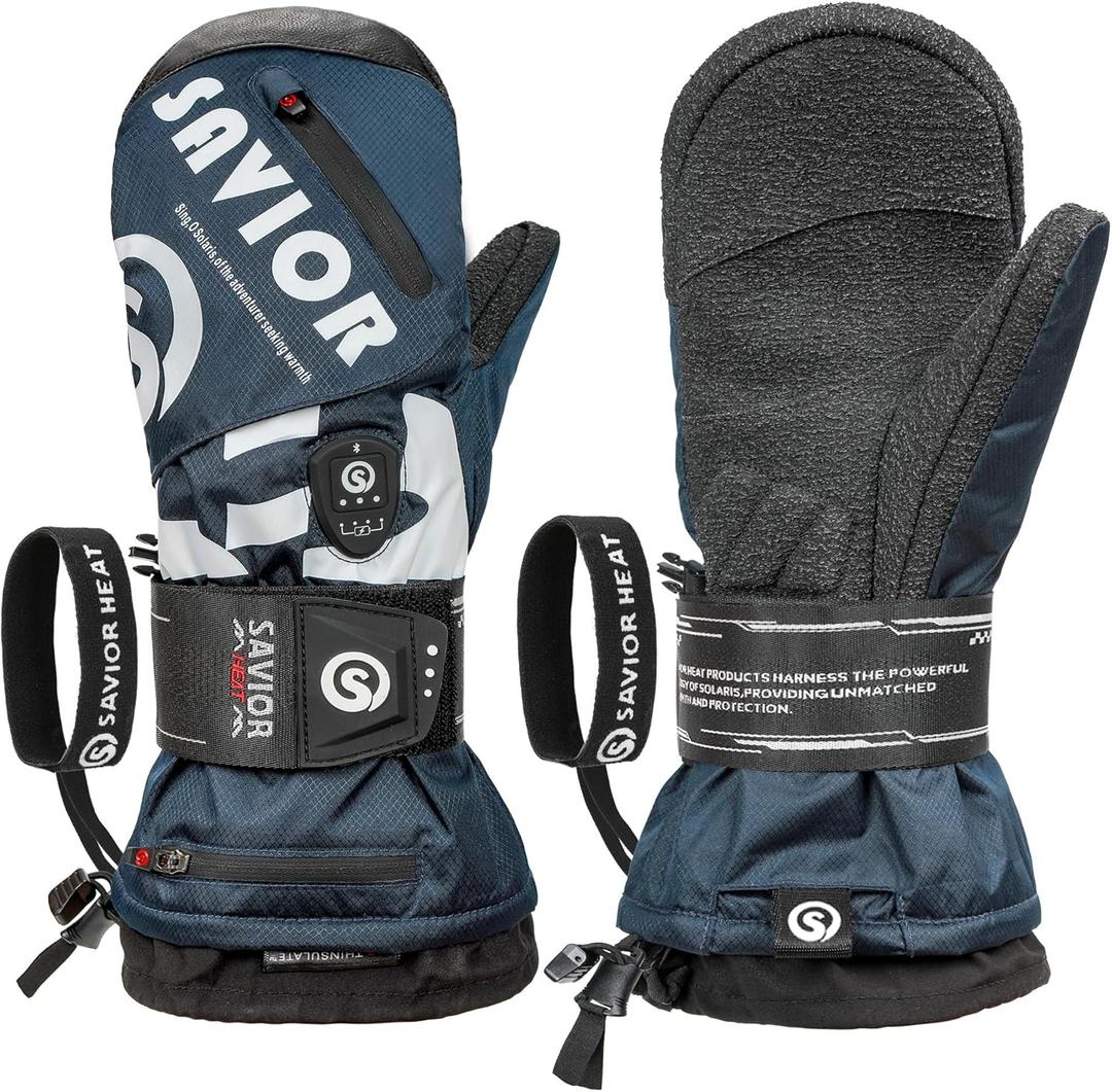 SAVIOR HEAT Heated Mittens for Snowboarding,Heated Ski Gloves for Men Women,Kevlar Palm, 3M Thinsulate, Waterproof, App-Controlled Heating, Winter Sports (3X-Large)