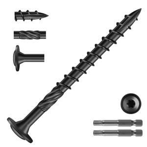 #14 x 3 Inch Lag Screws (88Pcs) 2lb. Structural Wood Screw, Black, Carbon Steel, Washer Head, Rust Resistant epoxy Coated, T30 Star Bit