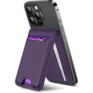 ExtreLife For Magsafe Wallet, Works with Apple Find My, Strongest Magnetic Wallet for iPhone 17/16/15/14/13/12 Series, WalletTracker with Adjustable Stand, 6 Cards Holder, Vegan Leather, Purple