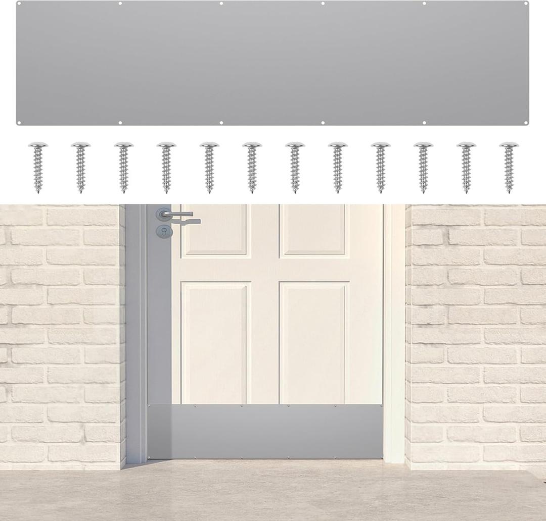 Metal Door Kick Plate for Bottom of Door, 6 x 30 Inches Strike Plates with Screws, Exterior/Interior Door Protection Plate, Door Plate for Decor Avoid The Door from Kicking