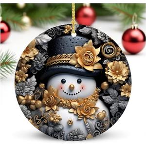 Snow Man Christmas Ornaments for Christmas Tree Snow Man Tree Ceramic Ornament Hanging Snowmen Ornaments for Xmas Holiday Home Decor Gift Exchanges Idea Party Supplies (Man1)