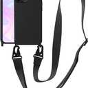 Compatible with iPhone 12 Pro Max Case with Lanyard Crossbody iPhone Case with Strap Adjustable Shockproof Drop Protection Silicone Phone Cover for iPhone 12 Pro Max 6.7 Black