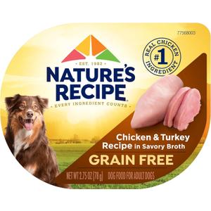 Nature's Recipe Grain Free Wet Dog Food, Chicken & Turkey Recipe, 2.75 Ounce Cup (Pack of 12). mar/27/2027