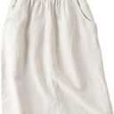 IDEALSANXUN Womens Linen Skirt Spring Summer High Elastic Waist Midi Skirt with Pockets (Small, Beige)