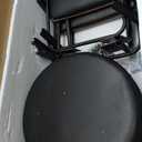 Bar Stools, 25 Inch Swivel Counter Height Bar Stools Set of 2, Black Faux Leather Swivel Bar Stool with Wood Back & Metal Legs for Kitchen Island Pub, Black