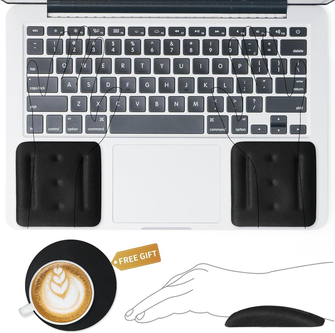 VAGAU Wrist Rests for Laptop, Wrist Support for Keyboard and Mouse, Ergonomic Memory Foam Wrist Pads for Laptop, Office, Computer, Comfortable Typing Wrist Pain & Carpal Tunnel Relief (Black)